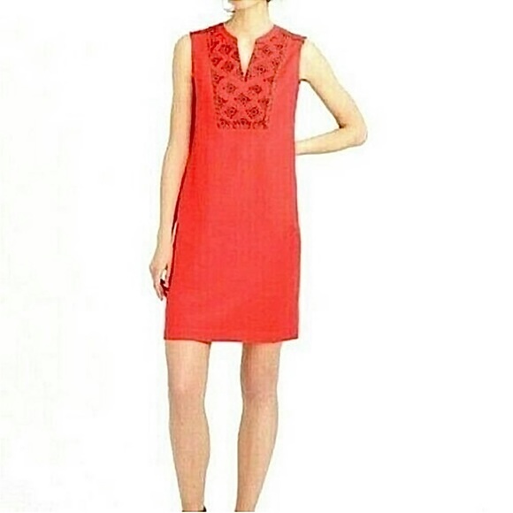 J. CREW Linen Blend Sleeveless Embroidered Mini Dress. Size Small - Picture 1 of 7